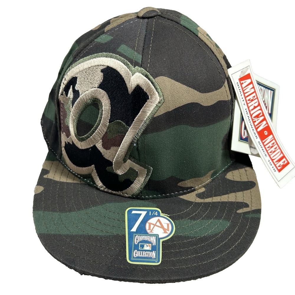 Vintage American Needle Braves Hat Camouflage Fitted 7 1/4 MLB Atlanta Baseball